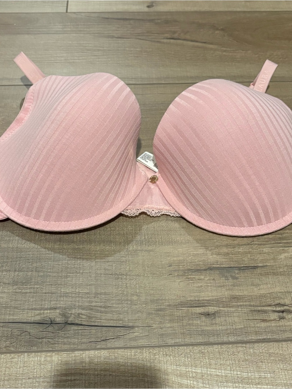 Laura Ashley Striped Lace push up Bra pink size 40D